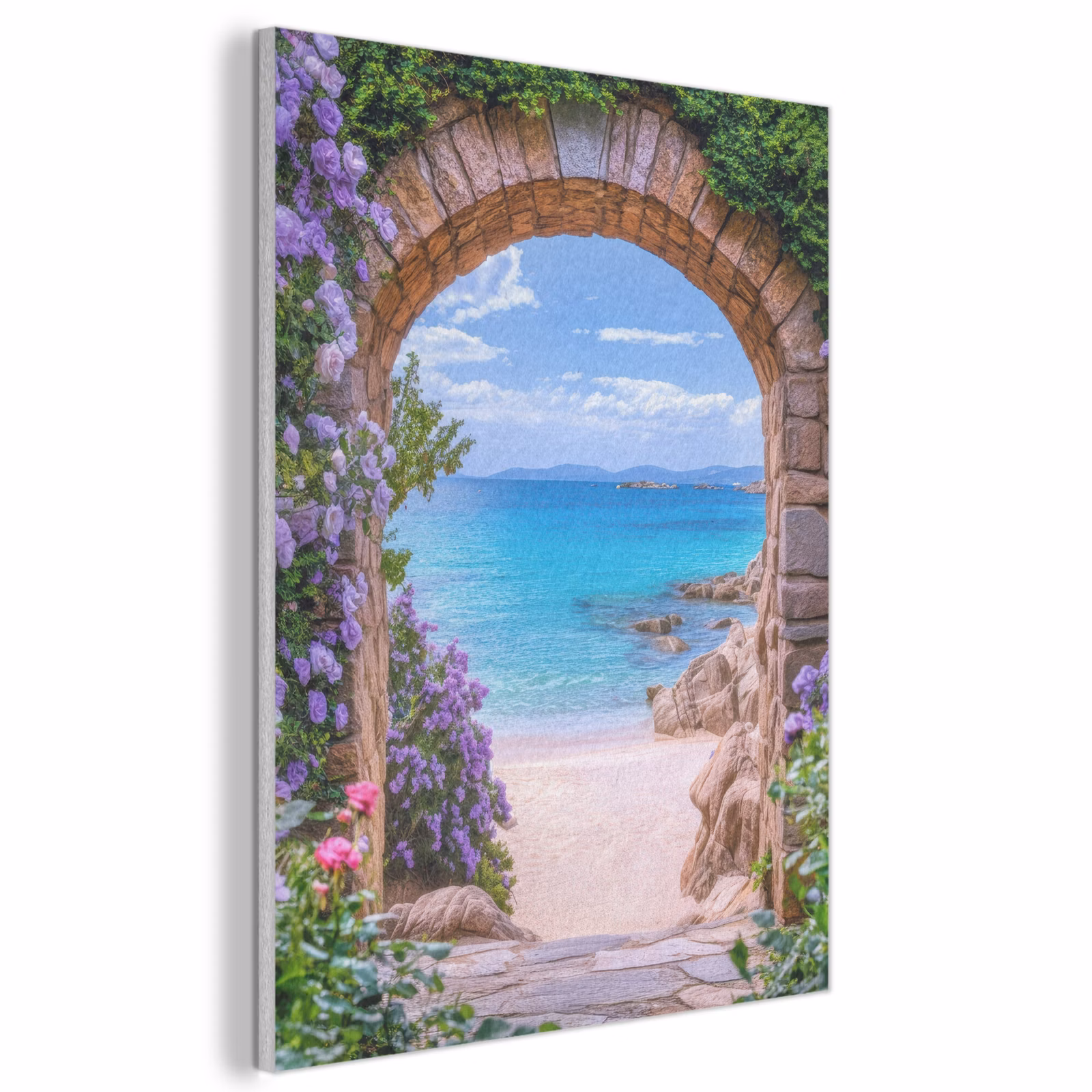 Akoestisch schilderij - Doorkijk - Poort - Zee - Strand - Rotsen — 1
