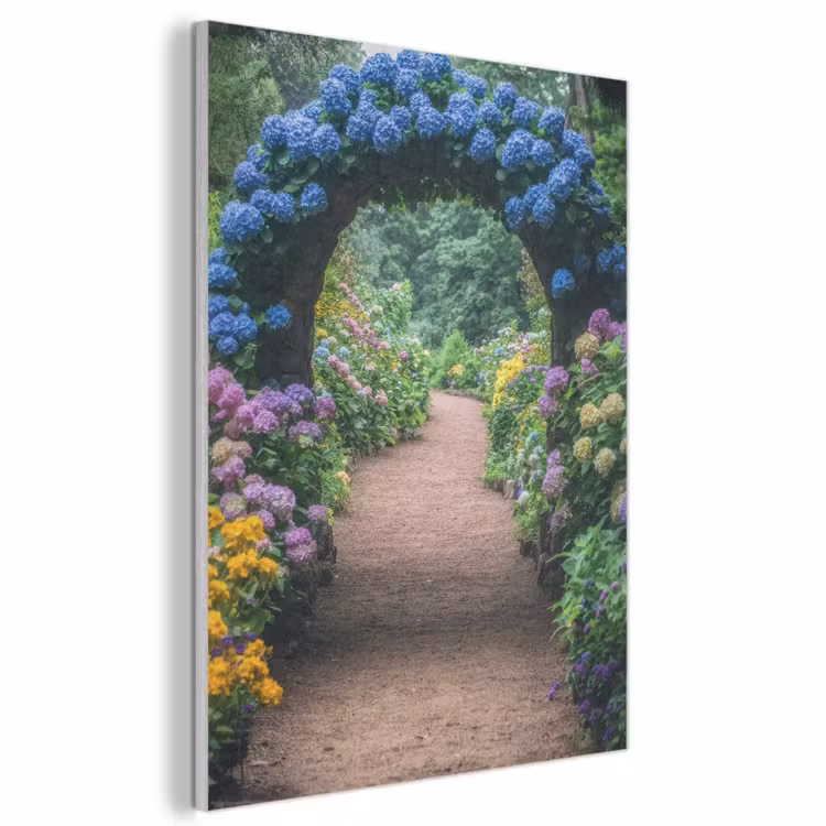 Akoestisch schilderij - Doorkijk - Bloemen - Hortensia - Pad — 1