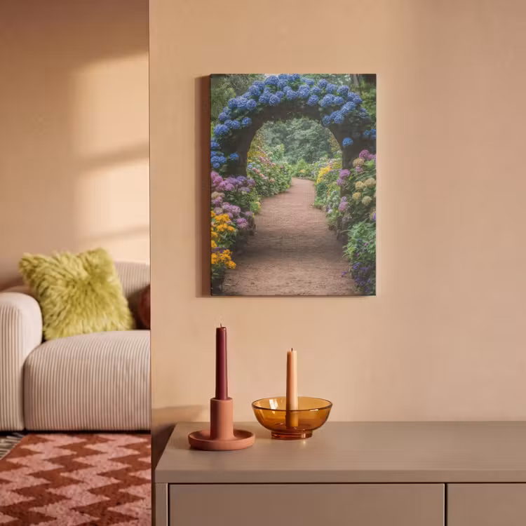 Akoestisch schilderij - Doorkijk - Bloemen - Hortensia - Pad — 2