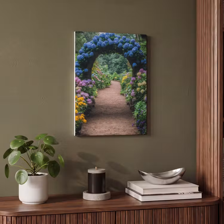 Akoestisch schilderij - Doorkijk - Bloemen - Hortensia - Pad — 4