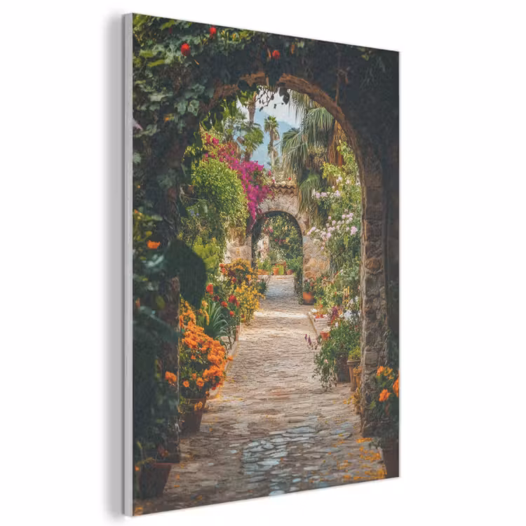 Akoestisch schilderij - Doorkijk - Bloemen - Poort - Stenen — 1