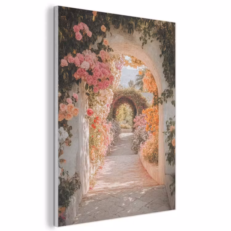 Akoestisch schilderij - Doorkijk - Boog - Bloemen - Pastel — 1