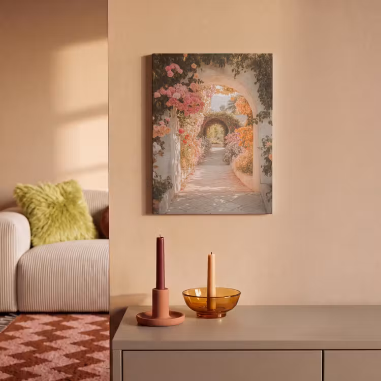 Akoestisch schilderij - Doorkijk - Boog - Bloemen - Pastel — 2