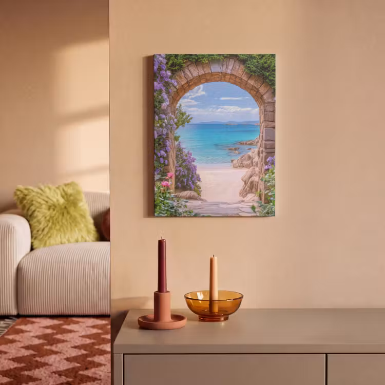Akoestisch schilderij - Doorkijk - Poort - Zee - Strand - Rotsen — 2