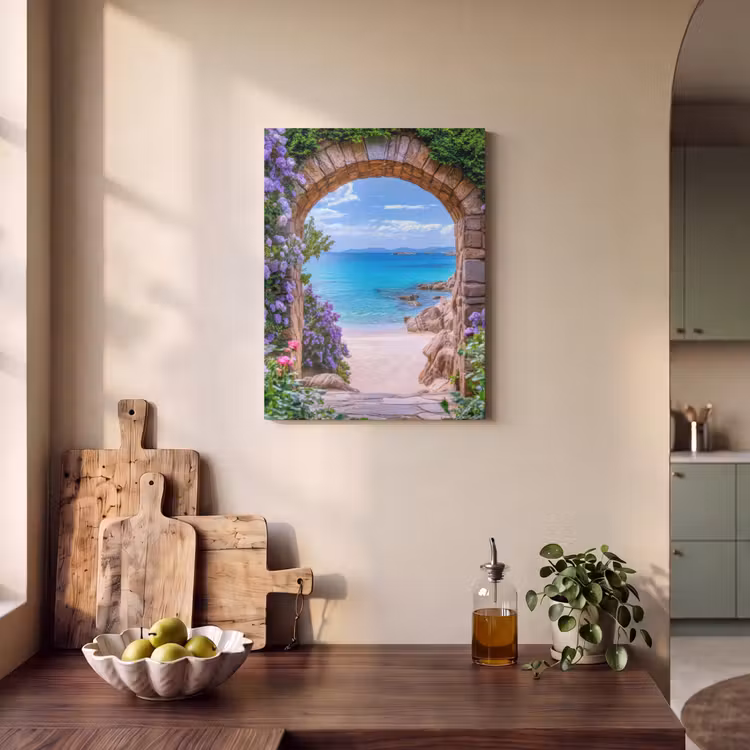 Akoestisch schilderij - Doorkijk - Poort - Zee - Strand - Rotsen — 3