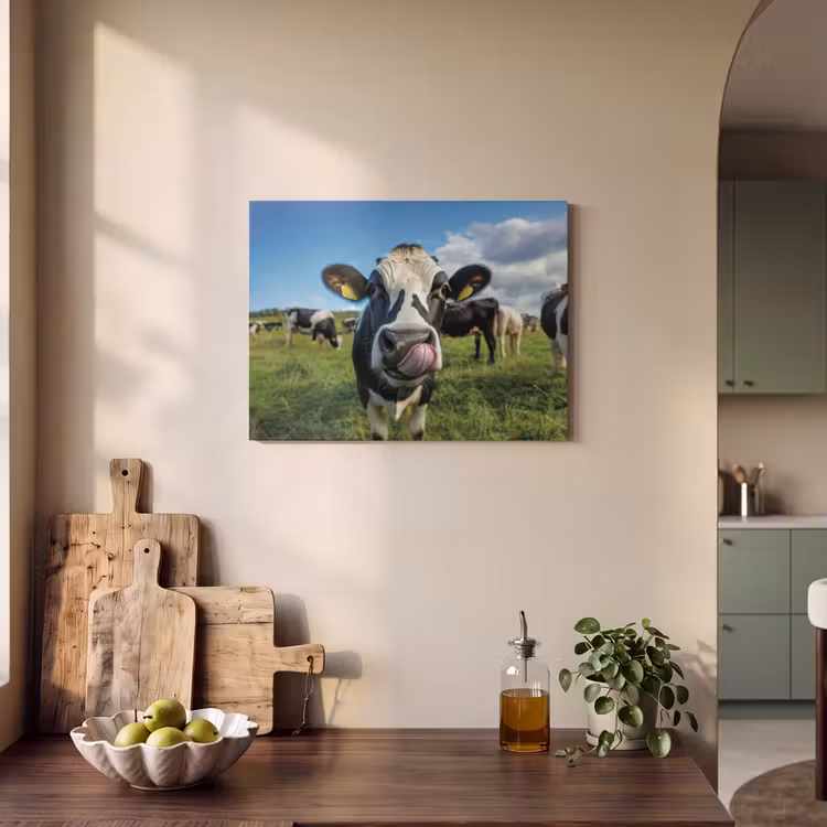 Akoestisch schilderij - Koe - Tong - Weide — 3