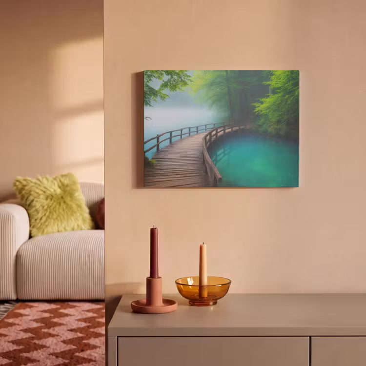 Akoestisch schilderij - Brug - Water - Rivier - Bos — 2