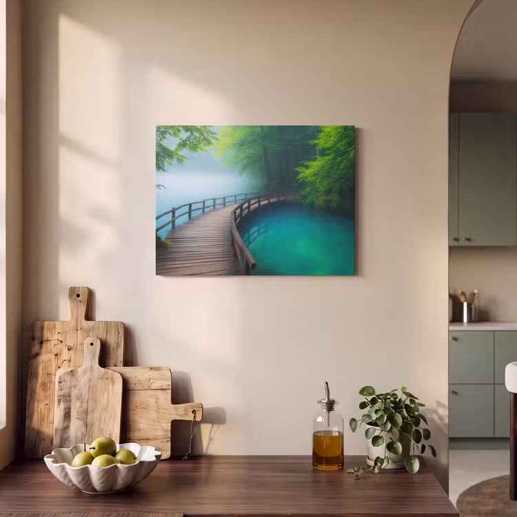 Akoestisch schilderij - Brug - Water - Rivier - Bos — 3