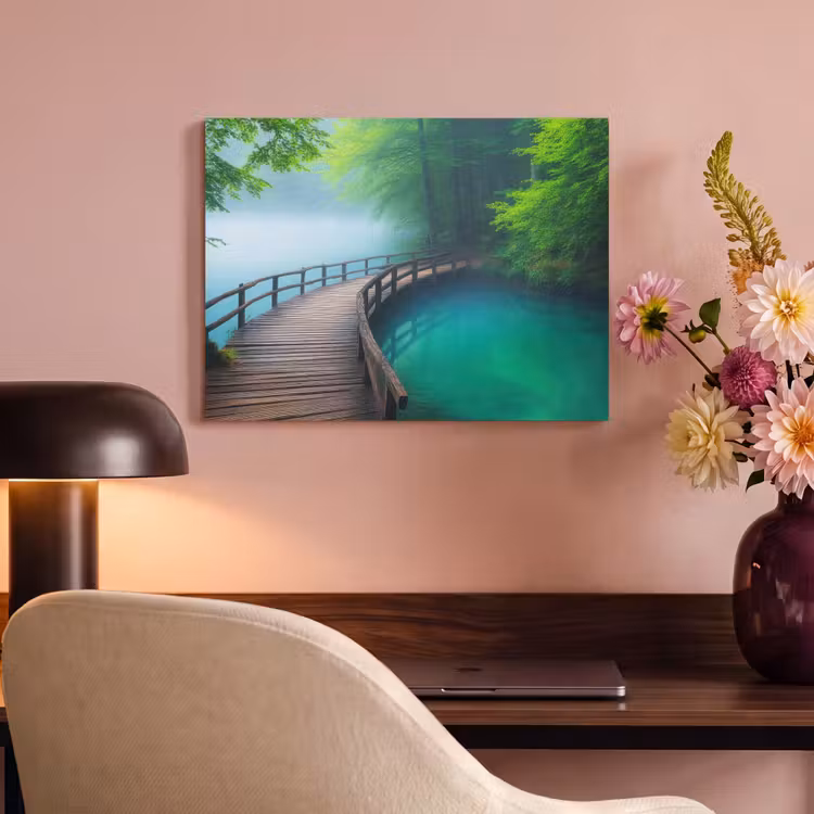 Akoestisch schilderij - Brug - Water - Rivier - Bos — 4