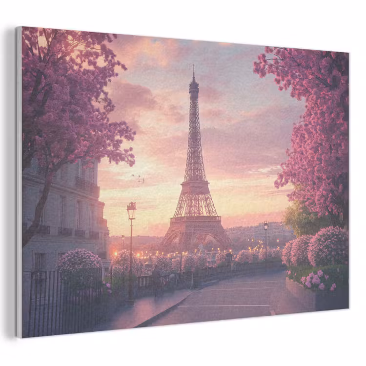 Akoestisch schilderij - Eiffeltoren - Parijs - Roze — 1