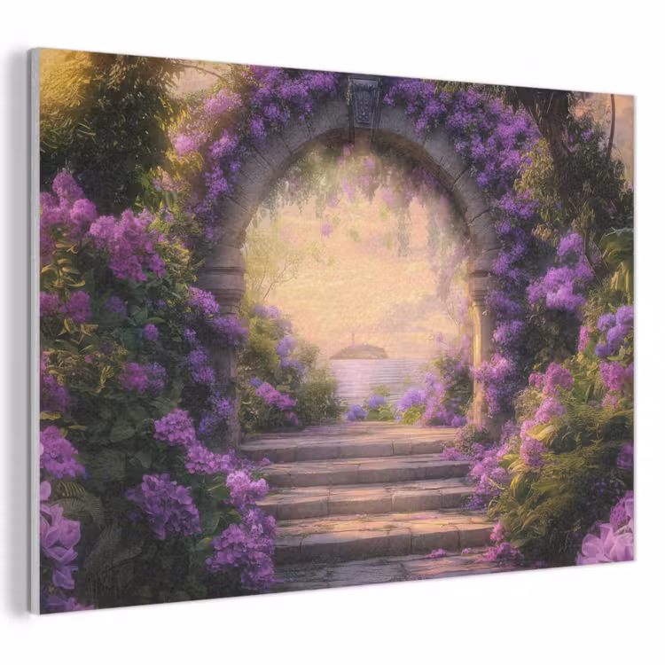 Akoestisch schilderij - Poort - Paars - Bloemen — 1