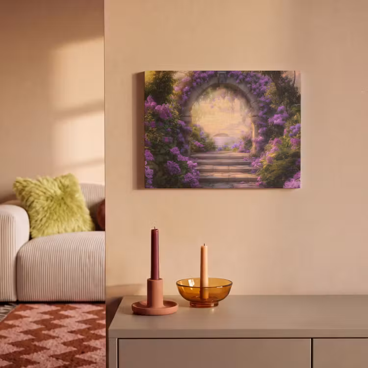 Akoestisch schilderij - Poort - Paars - Bloemen — 2