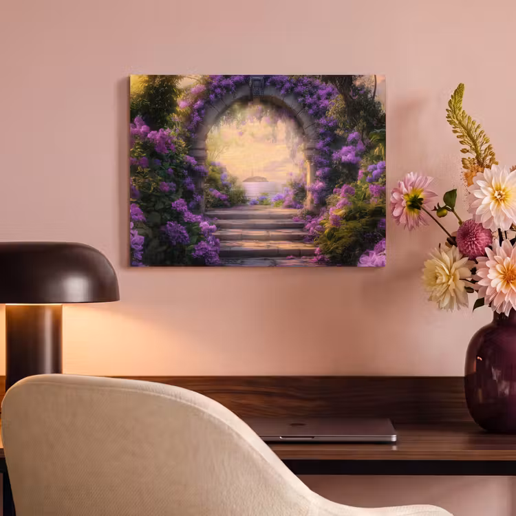 Akoestisch schilderij - Poort - Paars - Bloemen — 4