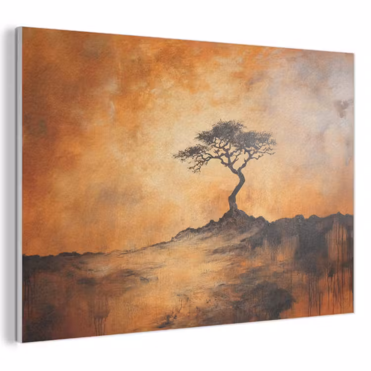 Akoestisch schilderij - Boom - Landschap - Oranje — 1