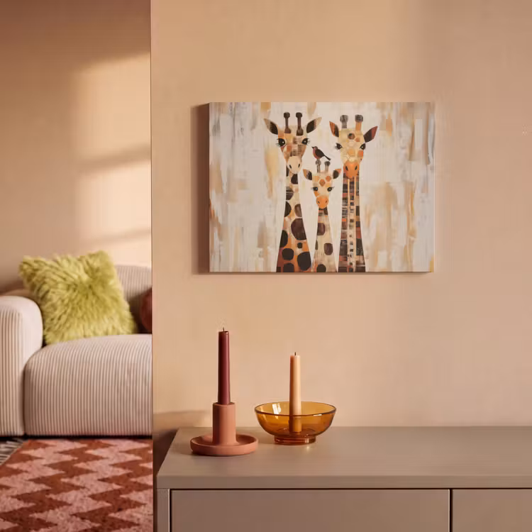 Akoestisch schilderij - Giraffen - Cartoon - Crème — 2