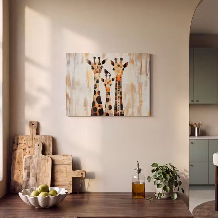 Akoestisch schilderij - Giraffen - Cartoon - Crème — 3