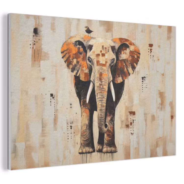 Akoestisch schilderij - Olifant - Slurf - Mozaïek - Abstract — 1