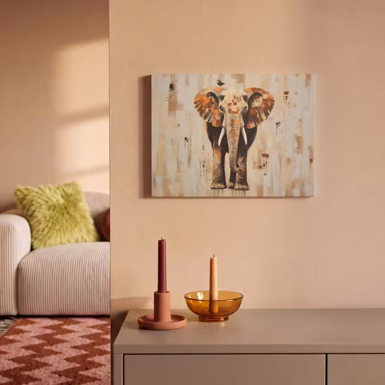 Akoestisch schilderij - Olifant - Slurf - Mozaïek - Abstract — 2