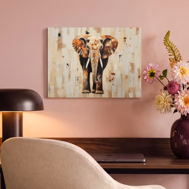 Akoestisch schilderij - Olifant - Slurf - Mozaïek - Abstract — 4