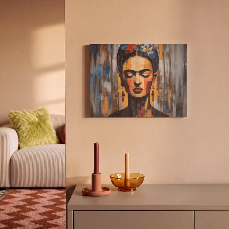 Akoestisch schilderij - Portret - Vrouw - Bloemen — 2