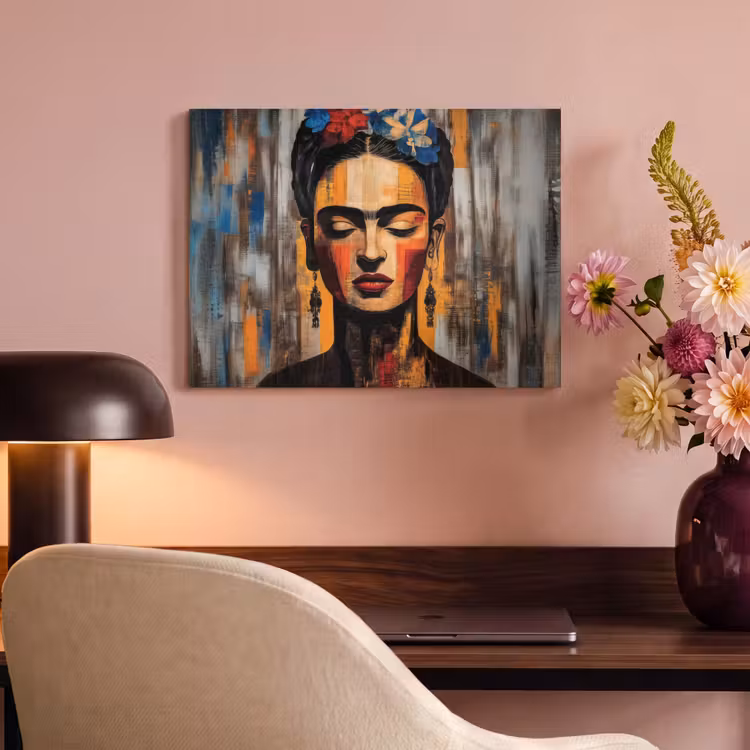 Akoestisch schilderij - Portret - Vrouw - Bloemen — 4