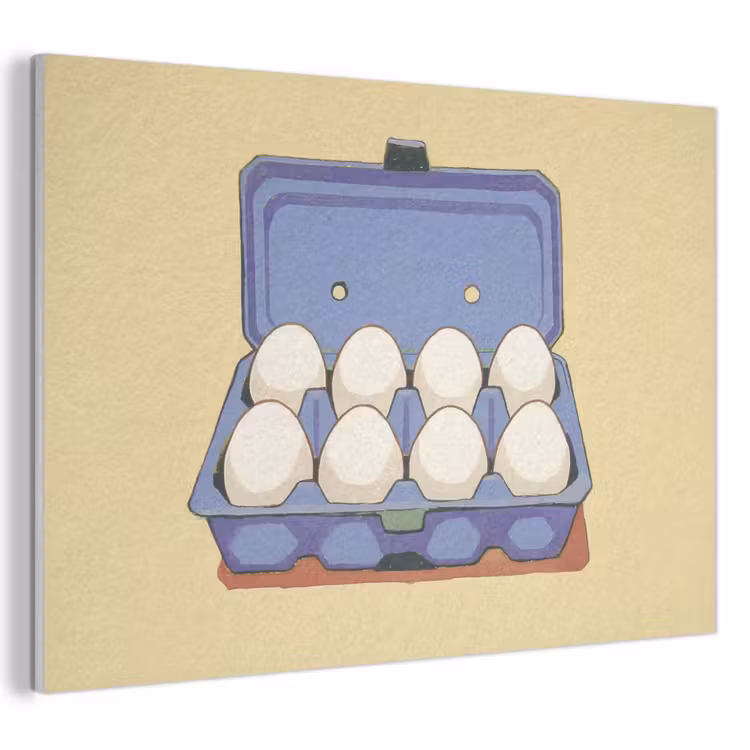 Akoestisch schilderij - Eieren - Doos - Minimalistisch - Blauw — 1