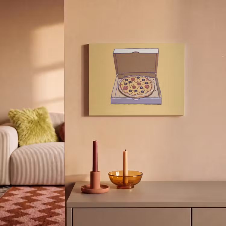 Akoestisch schilderij - Pizza - Doos - Salami - Illustratie — 2