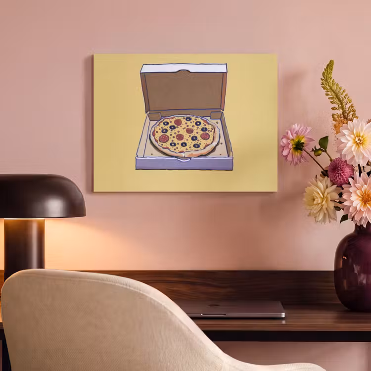Akoestisch schilderij - Pizza - Doos - Salami - Illustratie — 4