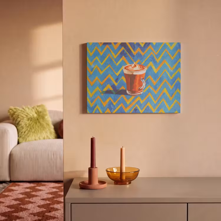 Akoestisch schilderij - Mok - Koffie - Zigzag - Slagroom — 2