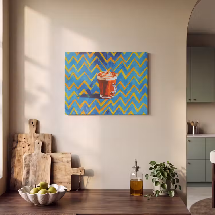 Akoestisch schilderij - Mok - Koffie - Zigzag - Slagroom — 3