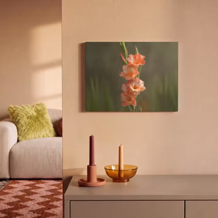Akoestisch schilderij - Bloem - Gladiolen - Zalmroze — 2