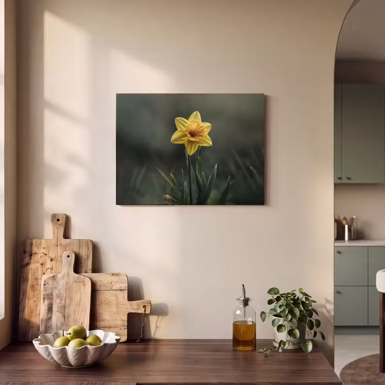 Akoestisch schilderij - Bloem - Narcis - Gras - Geel — 3