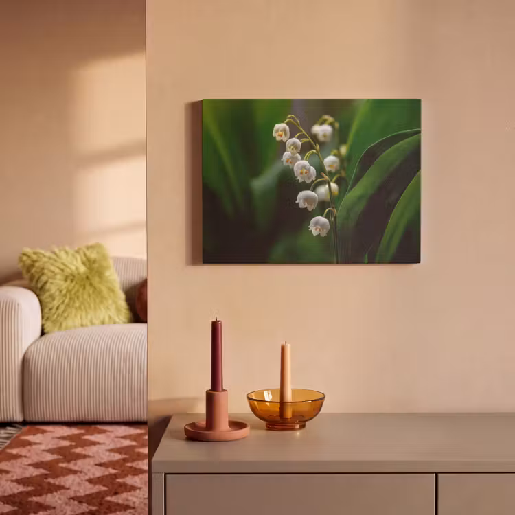 Akoestisch schilderij - Bloemen - Wit - Bladeren - Lelietjes — 2