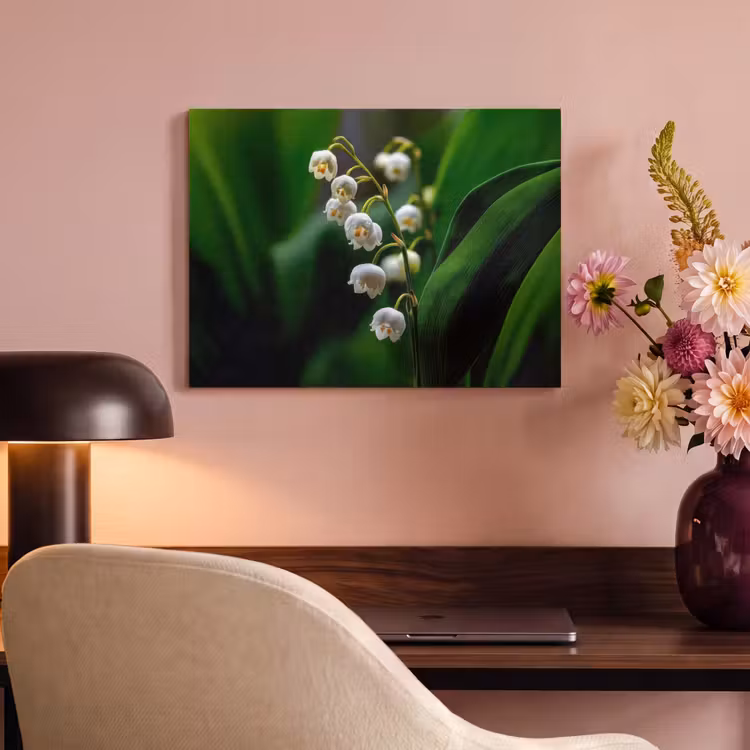 Akoestisch schilderij - Bloemen - Wit - Bladeren - Lelietjes — 4