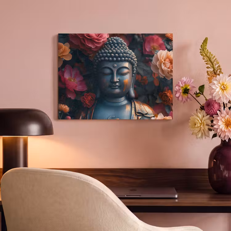 Akoestisch schilderij - Boeddha - Bloemen - Buddha - Beeld - Kunst — 4