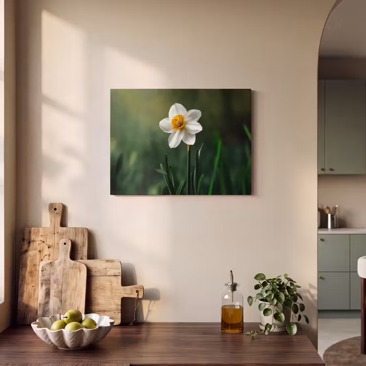 Akoestisch schilderij - Narcis - Bloem - Wit - Grassprieten — 3