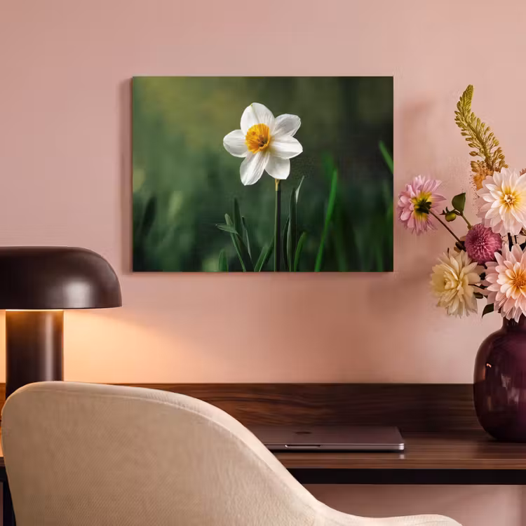 Akoestisch schilderij - Narcis - Bloem - Wit - Grassprieten — 4