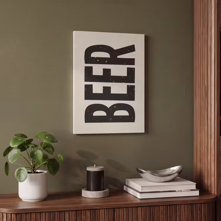 Akoestisch schilderij - Beer - Vintage - Zwart - Beige — 4