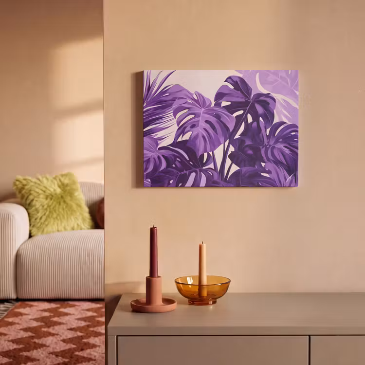Akoestisch schilderij - Bladeren - Paars - Tropisch - Abstract — 2