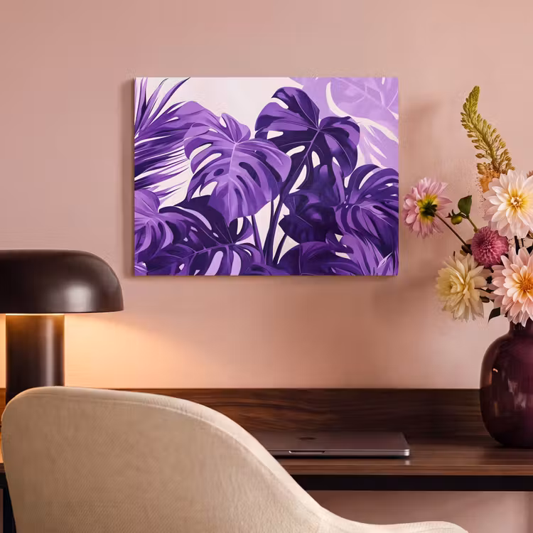 Akoestisch schilderij - Bladeren - Paars - Tropisch - Abstract — 4