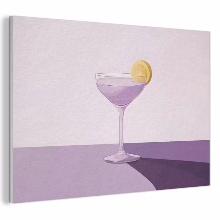 Akoestisch schilderij - Cocktail - Paars - Minimalistisch - Citroen — 1