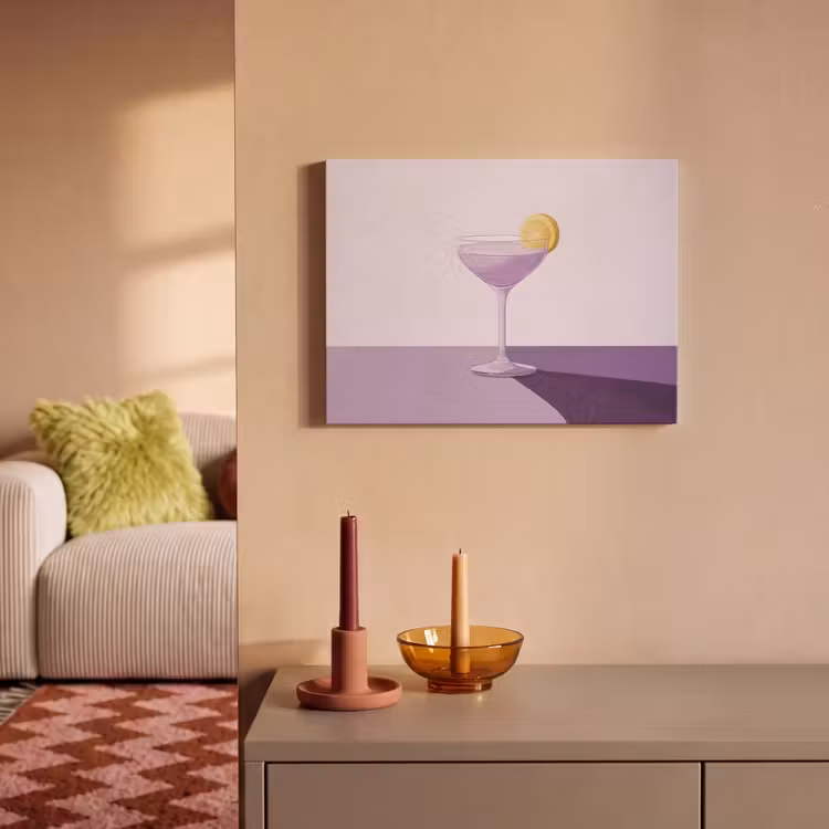 Akoestisch schilderij - Cocktail - Paars - Minimalistisch - Citroen — 2