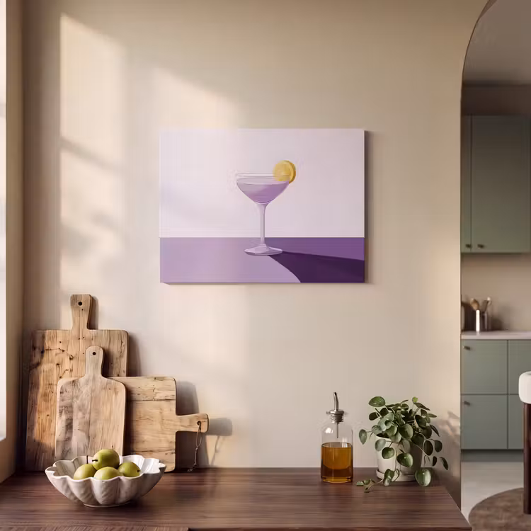 Akoestisch schilderij - Cocktail - Paars - Minimalistisch - Citroen — 3