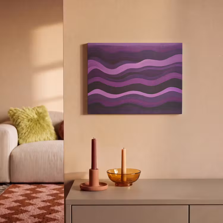 Akoestisch schilderij - Lijnen - Golven - Paars - Abstract — 2