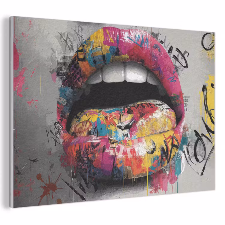 Akoestisch schilderij - Lippen - Graffiti - Expressief — 1