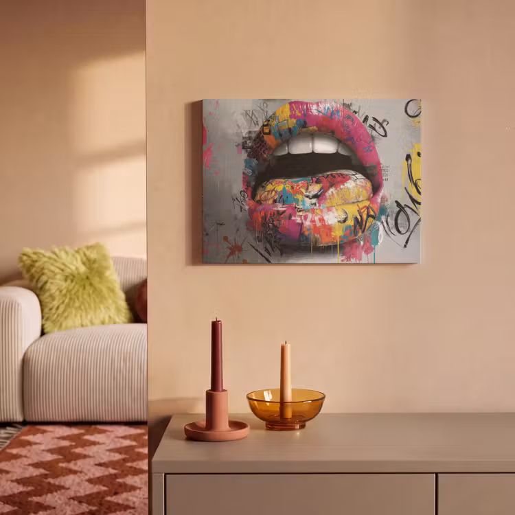 Akoestisch schilderij - Lippen - Graffiti - Expressief — 2