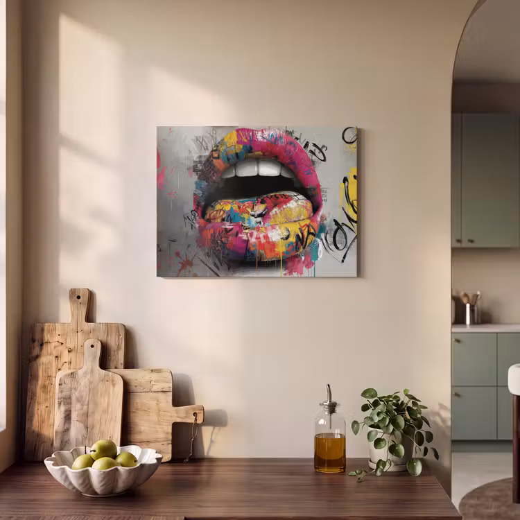 Akoestisch schilderij - Lippen - Graffiti - Expressief — 3
