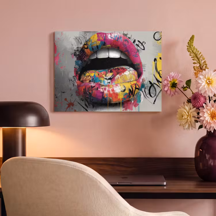 Akoestisch schilderij - Lippen - Graffiti - Expressief — 4