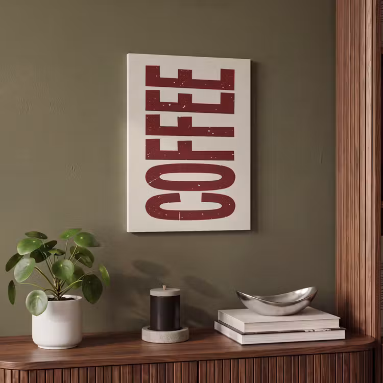 Akoestisch schilderij - Koffie -Japandi - Rood - Vintage — 4