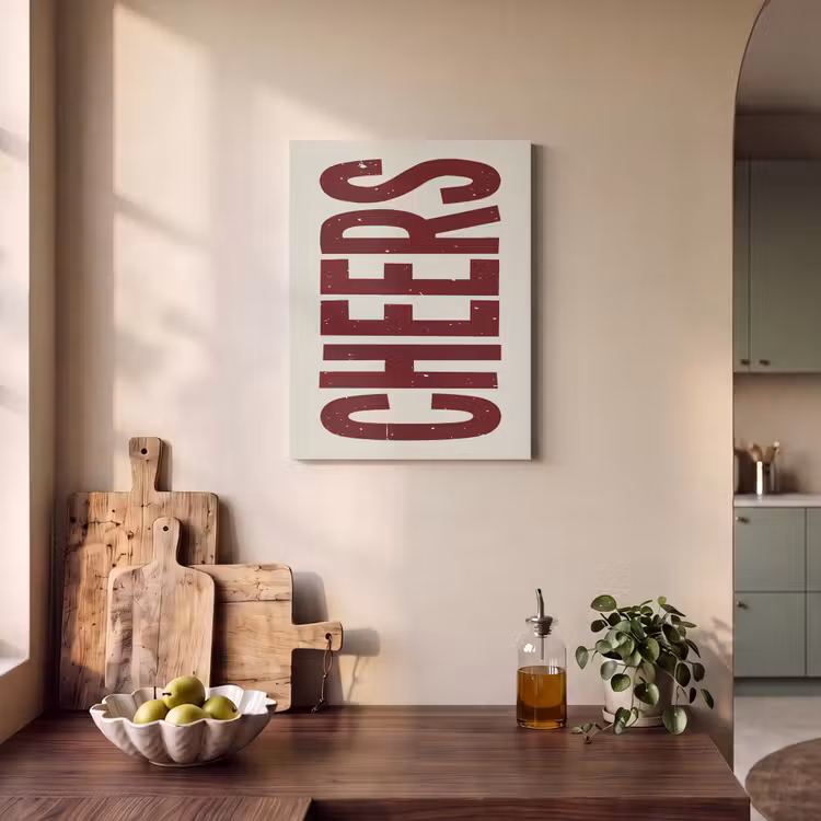Akoestisch schilderij - Red - Cheers - Decoratie - Beige — 3